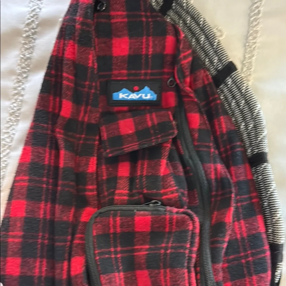 Kavu Red and Black Buffalo Plaid Backpack